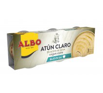 ATUN CLARO EN ACEITE DE OLIVA VIRGEN BAJO EN SAL ALBO 3x67gr